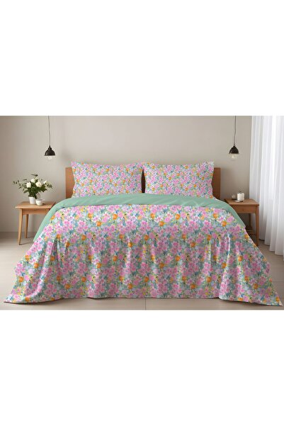 Evmila Çiçek Desenli Baskılı Çift Kişilik 200x220 Cm 2 Adet 50x70cm Nevresim ...