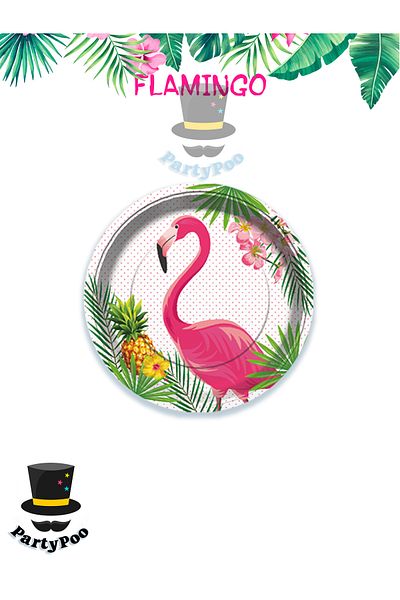 PartyPoo Flamingo Themed Plate 8 Pieces