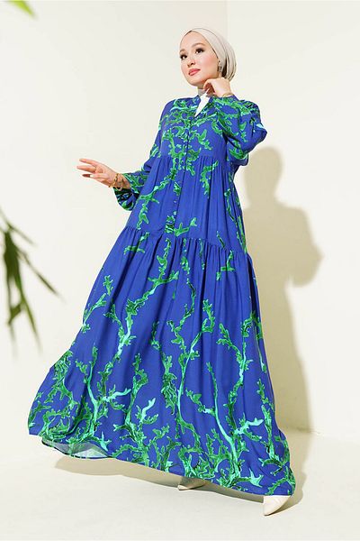 Bigdart 2423 Rochie cu model autentic - T. Bleumarin