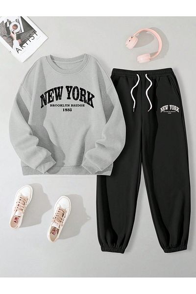 trendgar Newyork Printed Cycling Collar Gray&Black Unisex Bottom Master Suit