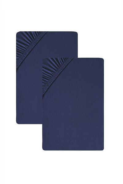 COTENCONCEPT 2-Piece 180x200 Cm Plain Cotton Double King Size Elastic Fitted Combed Cotton Bed Sheet