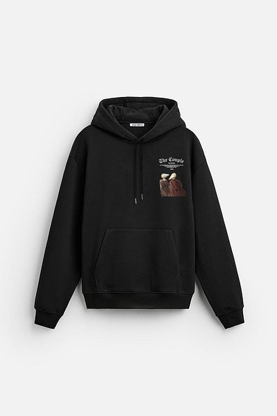 Butik Trend We Hooded Kangaroo Pocket Printed Sweatshirt