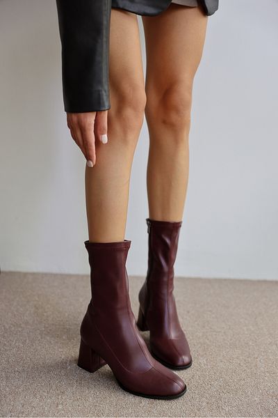 selinshoes Pensa Short Heeled Stretch Boots - Bordo