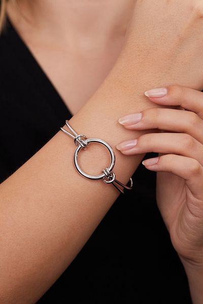 Elika Silver Women's Adjustable Ring Model Bracelet