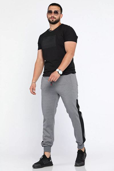 MİSHAR İTALİA Σκούρο γκρι παντελόνι Jogger με ραβδώσεις