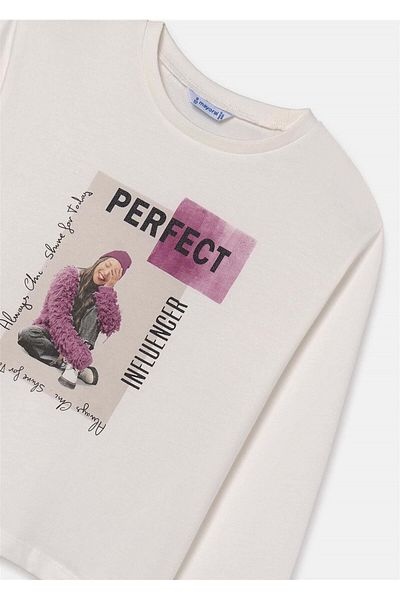 MAYORAL Tricou cu mânecă lungă pentru fetiță liliac crem 7009