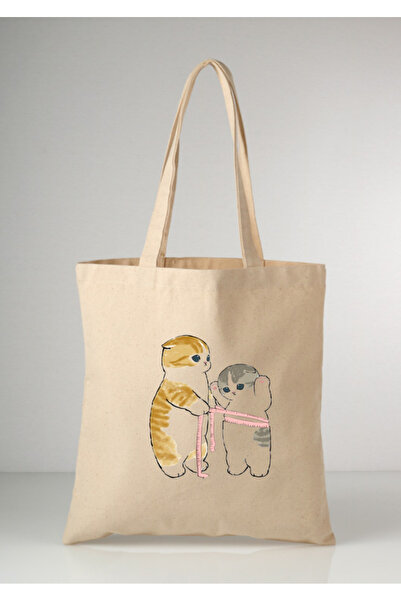 Cemira Sevimli Kediler Diyetisyen Hediye Tote Bag Bez Çanta