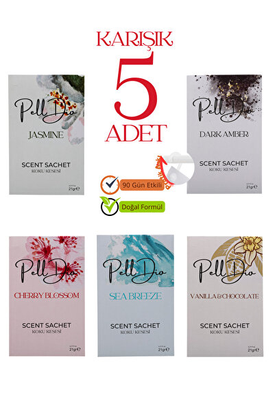 PellDio Home 5'li Karışık Dolap Ayakkabılık Ve Çekmece Parfümlü Kese Kokusu O...