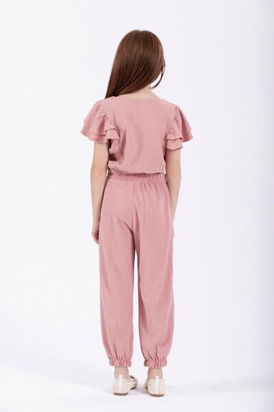 zepkids Girl's Double Suit - Crew Neck, Pacifier Elastic, Dried Rose Color