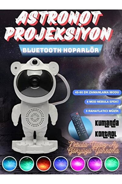 nextbuy Astronot Gece Lambası Hoparlör Yıldızlı Projeksiyon Cihazı Tavan Aydı...