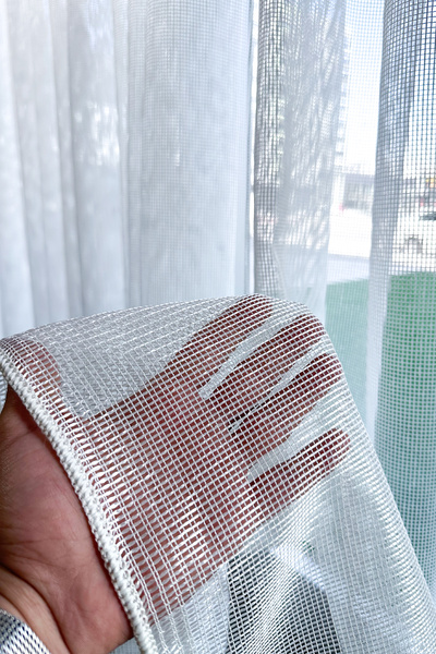 Brillant Tül Perde Beyaz File Desen Sık Pileli