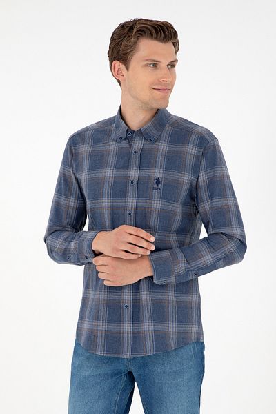 U.S. Polo Assn. Cămașă cu mânecă lungă Indigo pentru bărbați 50292319 -VR028