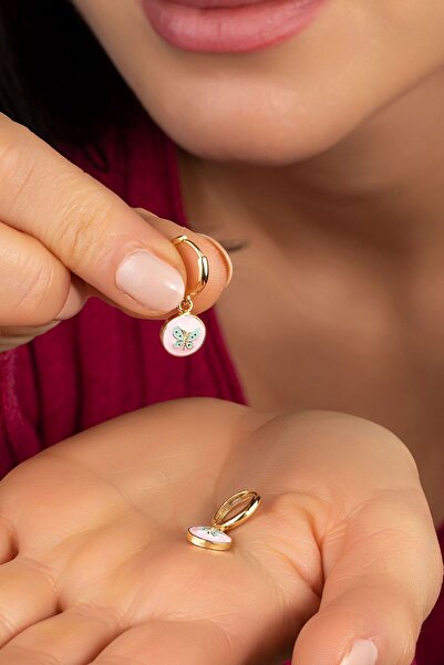 Else Silver 925 Ayar Gümüş Mineli Kelebek Çocuk Küpesi