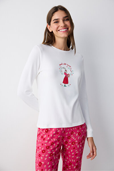 Penti Bloom Termal Beyaz Tişört Pijama Üstü