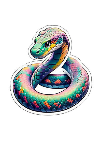 MegaSticker ملصق ثعبان ملون مقاس 12 × 10 سم - سيارة، دراجة نارية، خوذة، كمبيو...