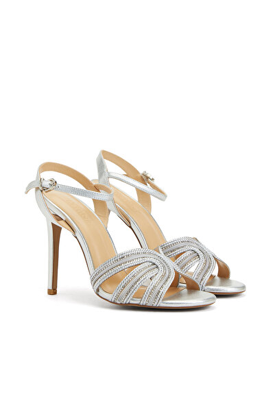 Network Silver Gümüş Rengi Kadın Deri Sandalet