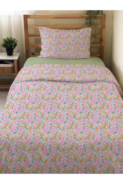 Evmila Floral Patterned 2-Piece Set Without Sheets Printed Single Duvet Cover...