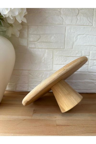ANJEAHOME Bern Bamboo Pedestal Stand Serving Presentation, Bamboo Pastry Cake Stand