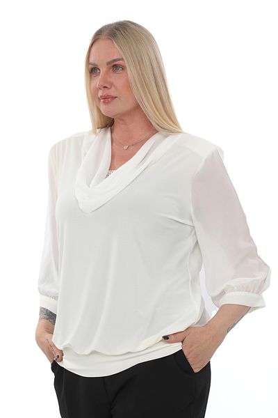 KİFAYET 22600 Degaje Collar Sleeve Chiffon Body Sandy Blouse (B103)
