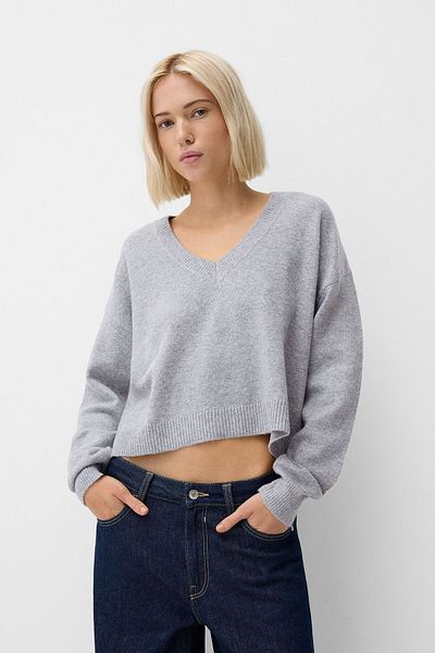 Bershka Cropped V-neck sweater