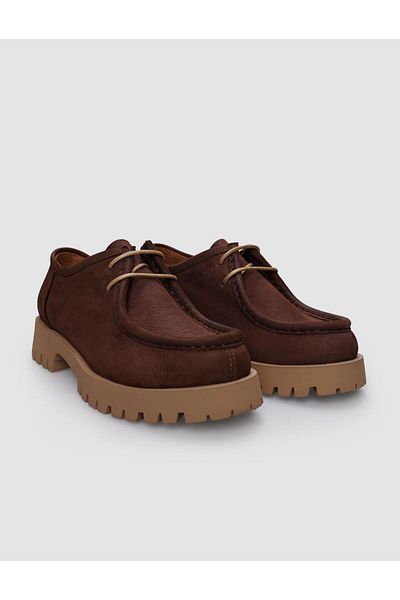 Cabani 100% Genuine Leather Brown Nubuck Lace-Up Women's Casual Shoes