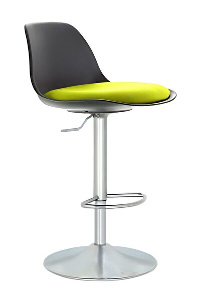 Bürocci Nadya Bar Sandalyesi - Sarı Deri - Metal Ayaklı Bar Taburesi - 9537s0113