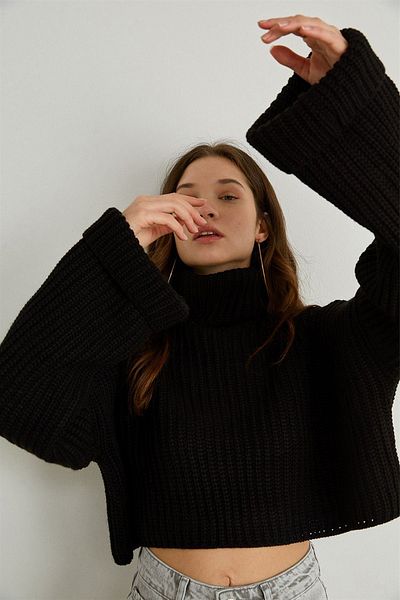 VATKALI Crop-Pullover mit Rollkragen