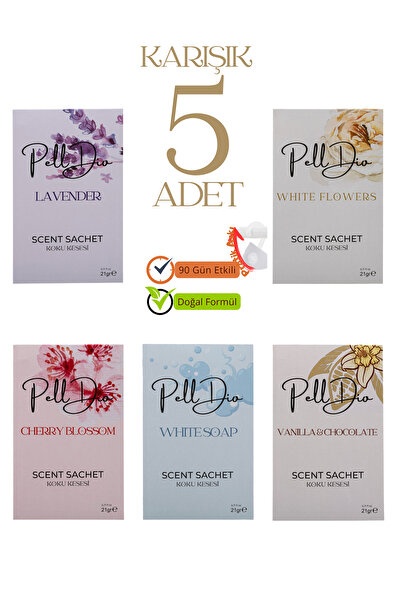 PellDio Home 5'li Karışık Ayakkabılık Dolap Ve Çekmece Parfümlü Kese Kokusu O...