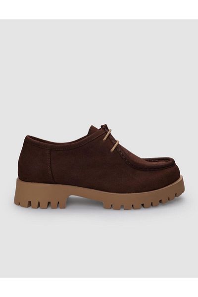 Cabani 100% Genuine Leather Brown Nubuck Lace-Up Women's Casual Shoes
