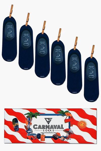 CARNAVAL SOCKS Комплект от 6 тъмносини балерини, цветни, неплъзгащи се силиконови чорапи