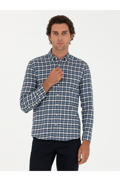 Cacharel Petrol Slim Fit Uzun Kollu Gömlek 50272910-VR102