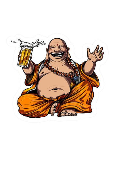 MegaSticker Autocolant Buddha Delightful 13x10Cm - Mașină, Motocicletă, Cască, Laptop, Geam