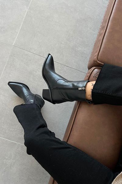 STRASWANS Black Jose Women's Leather Heeled Boots