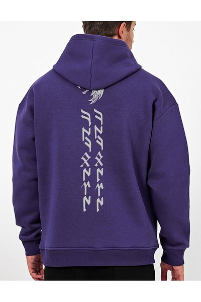 Uniquetex Ειδική σχεδίαση - VEK CULTURED Gokturk Letter Oversize Φούτερ με κουκούλα