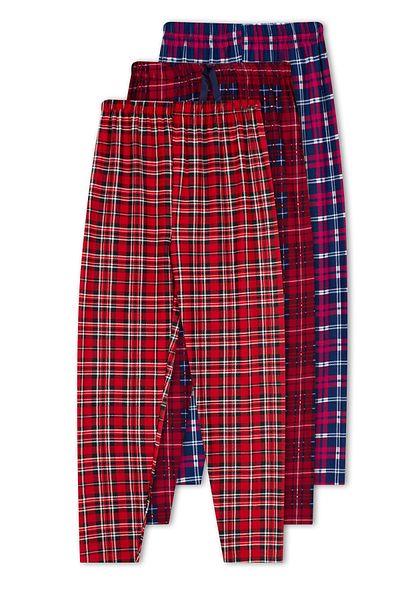 CHC Chocho Women's Plaid Patterned Ribbon 3-Piece Combed Cotton Pajama Set