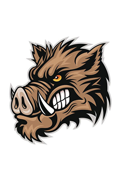 MegaSticker ملصق خنزير بري مقاس 13 × 8 سم - سيارة، دراجة نارية، خوذة، كمبيوتر...