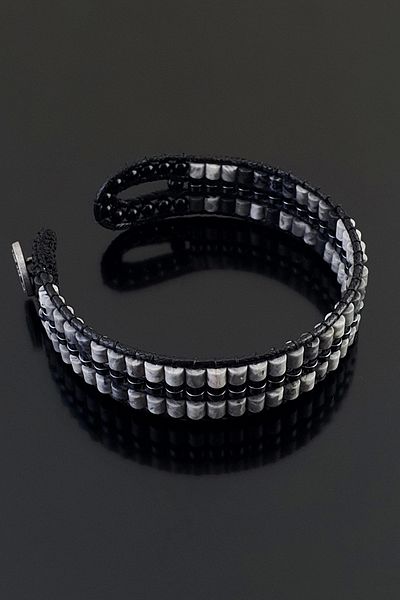 Seven Art Jewelry Map Jasper, Hematite and Agate Stone Style Natural Stone Bracelet - for Men and Women
