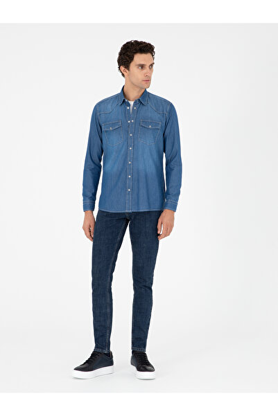 Cacharel Lacivert Slim Fit Pamuk Karışımlı Jean Pantolon 50290506-VR033