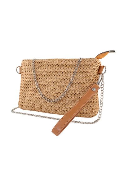 KEEBA Straw Knitted Honey Foam Portfolio - Clutch and Invitation Bag, Hand and Shoulder Bag