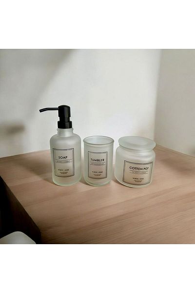 ANJEAHOME Alba 3 Piece Glass Luxury Bathroom Set - Organizer - Soap Dish