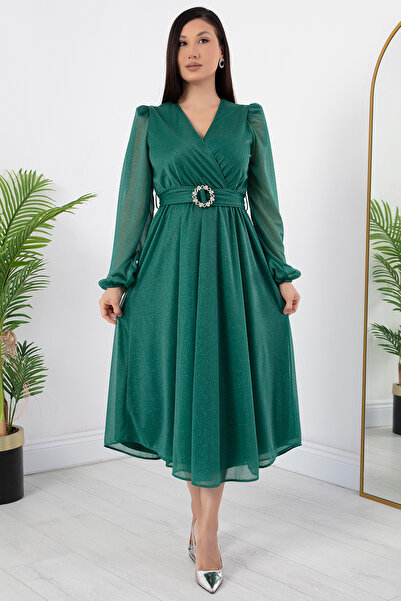 PULLIMM Kruze Yaka Simli Tül Elbise GRS3590