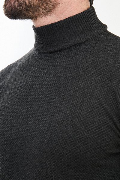 Mcr Textured Slim Fit Half Turtleneck Men's Knitwear Sweater Anthracite - 11500.24K