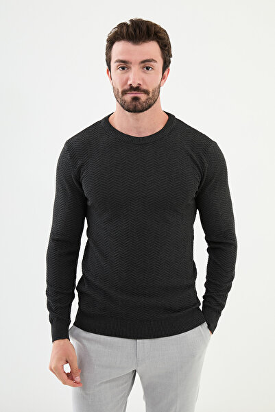 Mcr Візерунковий Slim Fit велосипедний комір чоловічий трикотажний светр антр...