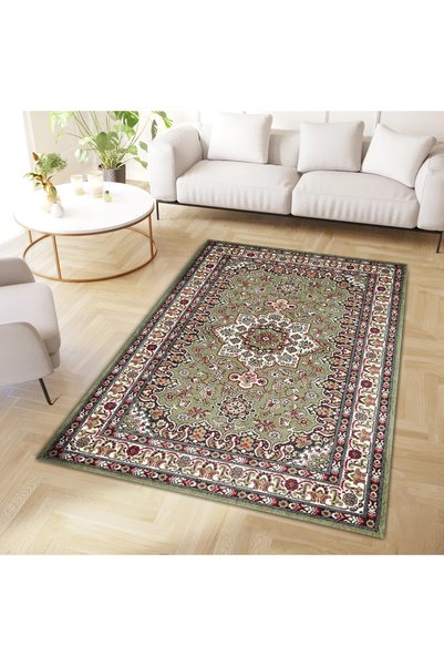 Rugs Modern Halı Covor decorativ din colecția Kuzey, cu model etnic verde, țe...