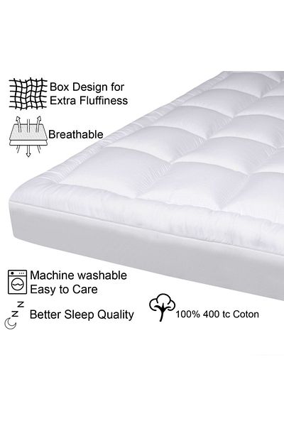 KOZZY HOME 1000Gr Fitted Fluffy Bed Pad Made for Neck & Hip Pain People.Pillow Case with Gift