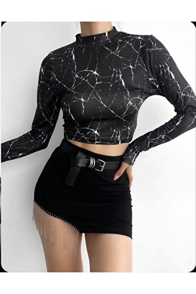 SEVENLINE Crop cu mânecă lungă cu model pentru damă