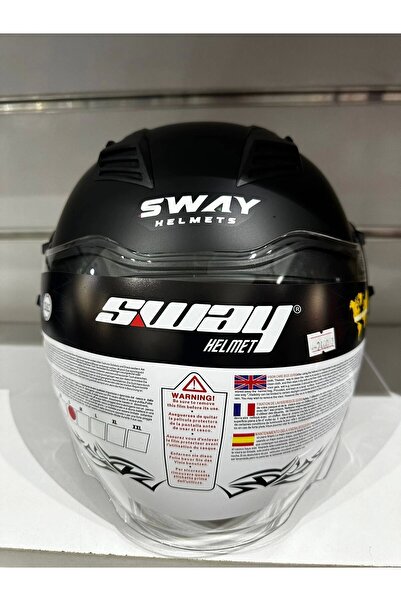 Sway KASK SWAY SW-766 MAT SİYAH ÇENESİZ GÜNEŞ GÖZLÜKLÜ