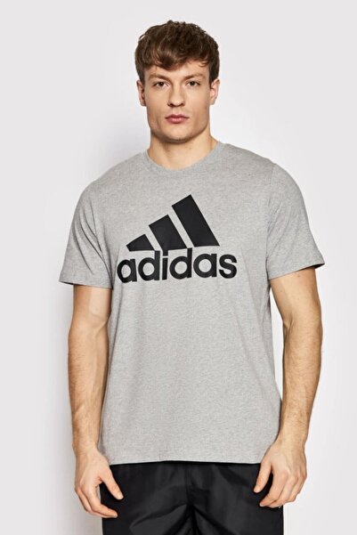 adidas Essentials Big Logo Gri Pamuklu Erkek T-shirt