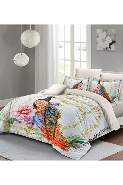 MonoHome Double Duvet Cover Set - Cotton Satin Royal Peacock