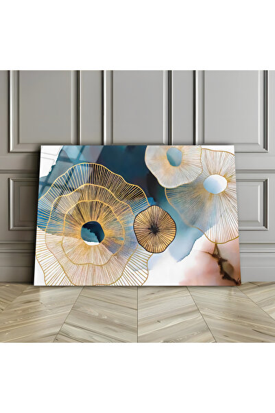 Harikabirev HARİKABİREV | PICTURĂ ABSTRACTĂ PE PEISAJ AUR-TURQUAZ PE STICLA I...